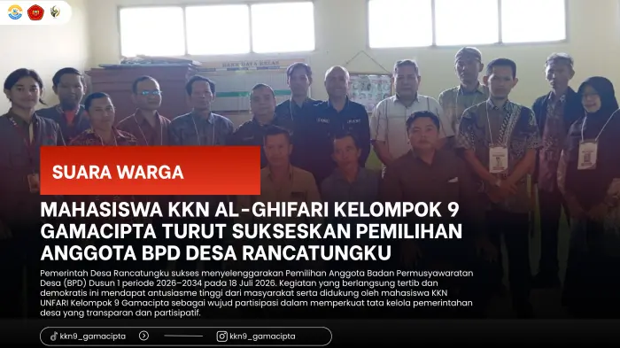 Artikel KKN Universitas Al Ghifari: Mahasiswa KKN Al-Ghifari Kelompok 9 Gamacipta Turut Sukseskan Pemilihan Anggota BPD Desa Rancatungku