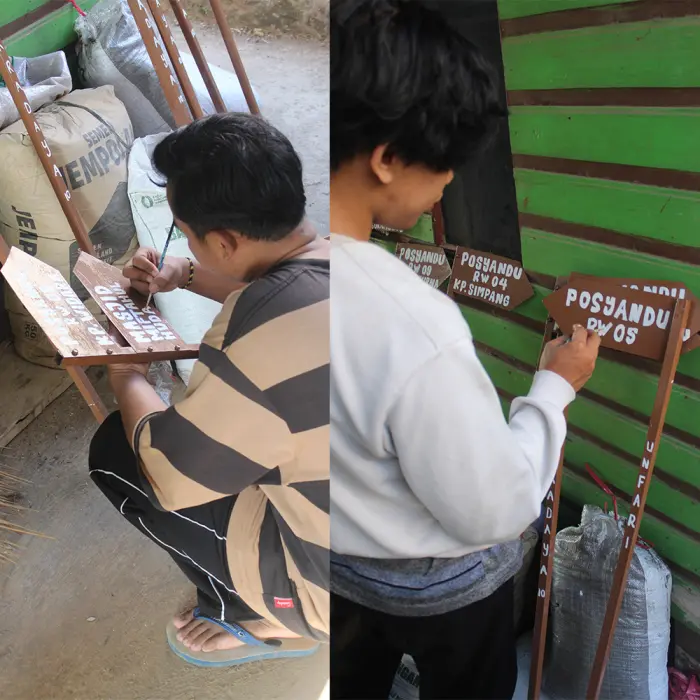 Artikel KKN UNFARI: Day 24 KKN Tiang Petunjuk Arah & Drum Pembakaran Rampung Total! dari Kelompok CAKRADAYA