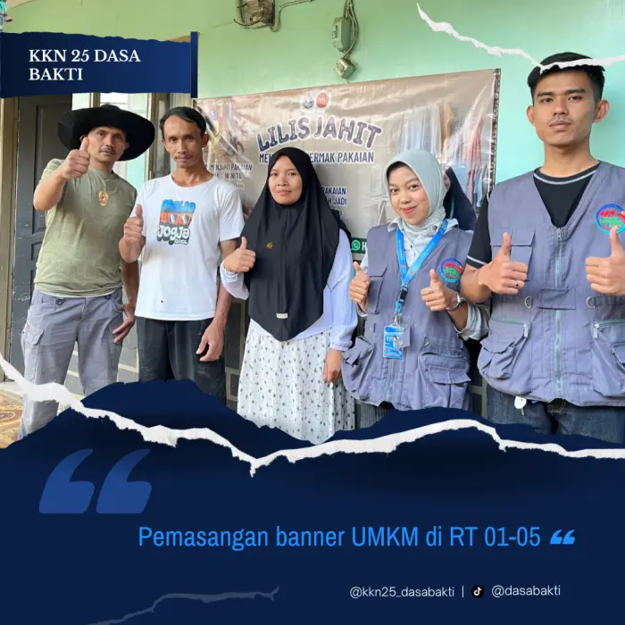Artikel KKN UNFARI: Mahasiswa KKN 25 Dasa Bakti Pemasangan Banner UMKM: Langkah Kecil untuk Mendukung Usaha Warga dari Kelompok klmpk-25